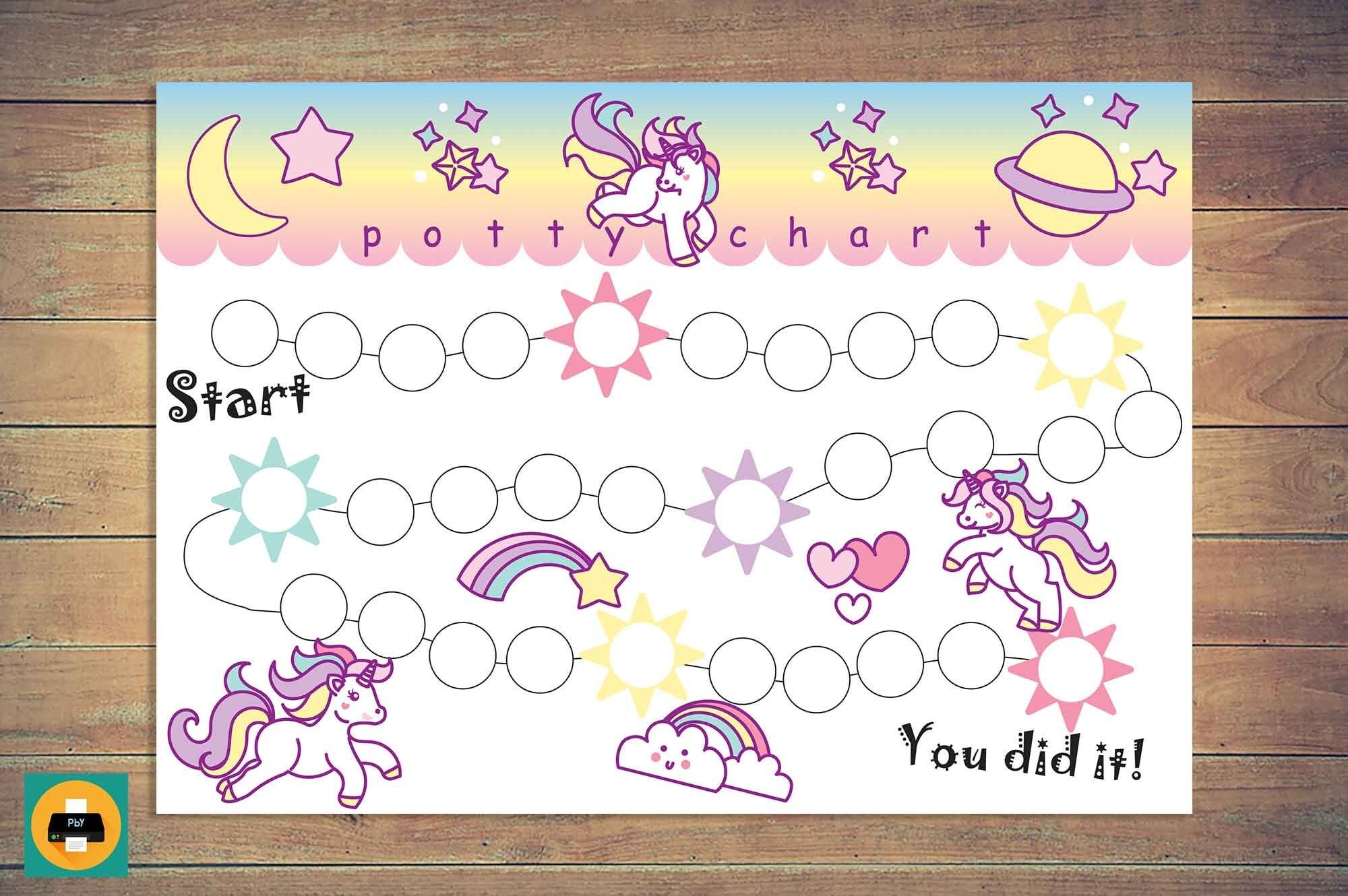 Reward Chart Unicorn Potty Chart Printable For Girls Potty Training Tracker For Toddlers Toilet Training Chart Digital Download Sticker Chart For Potty Training