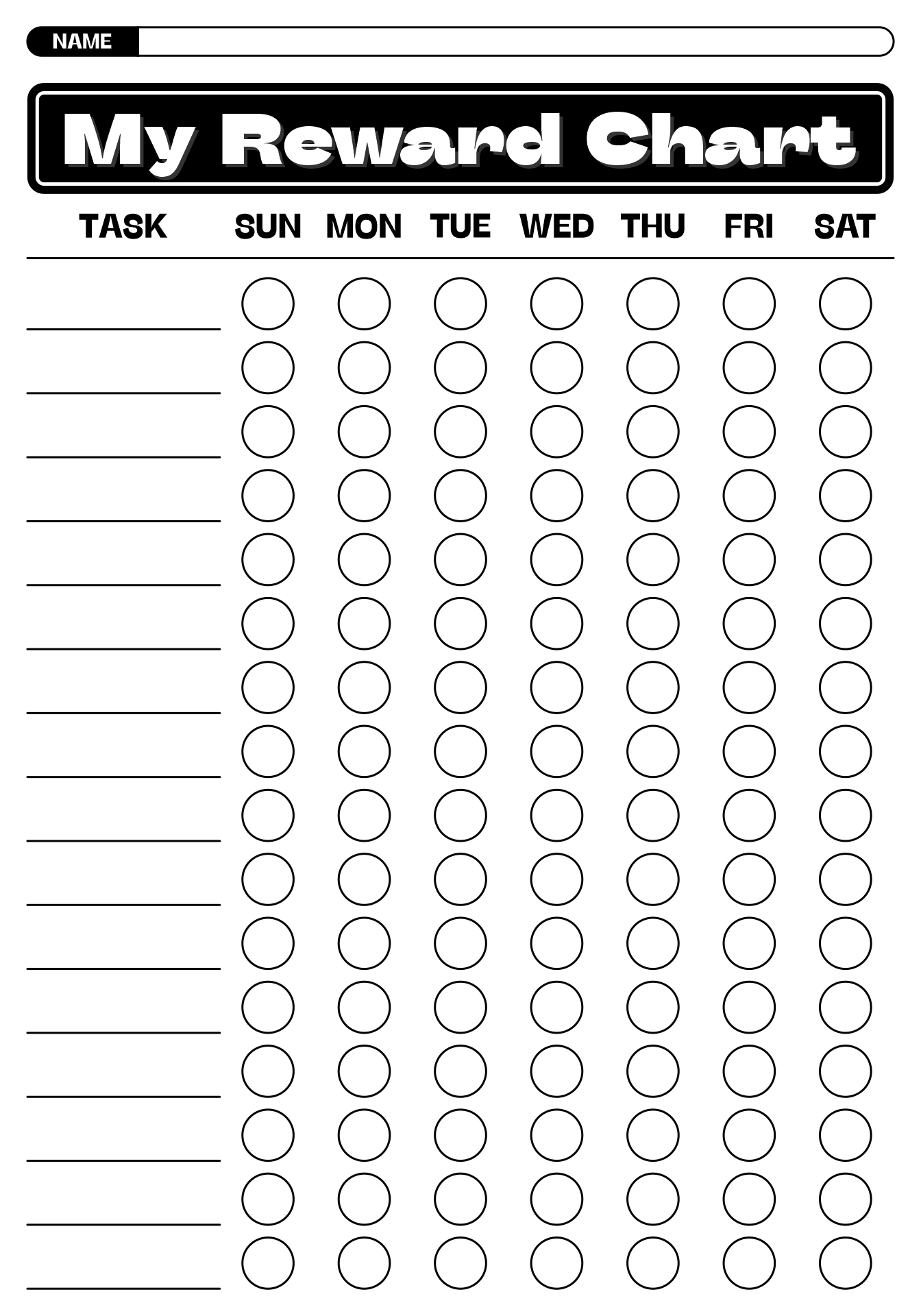 Black And White Printable Reward Chart