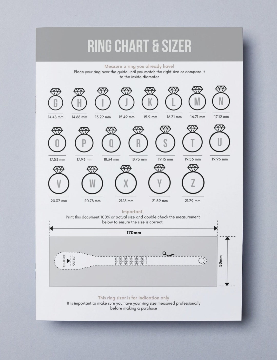 Ring Size Ruler Printable Jewelry Printable Ring Size Chart Free Ring Measurer And Ring