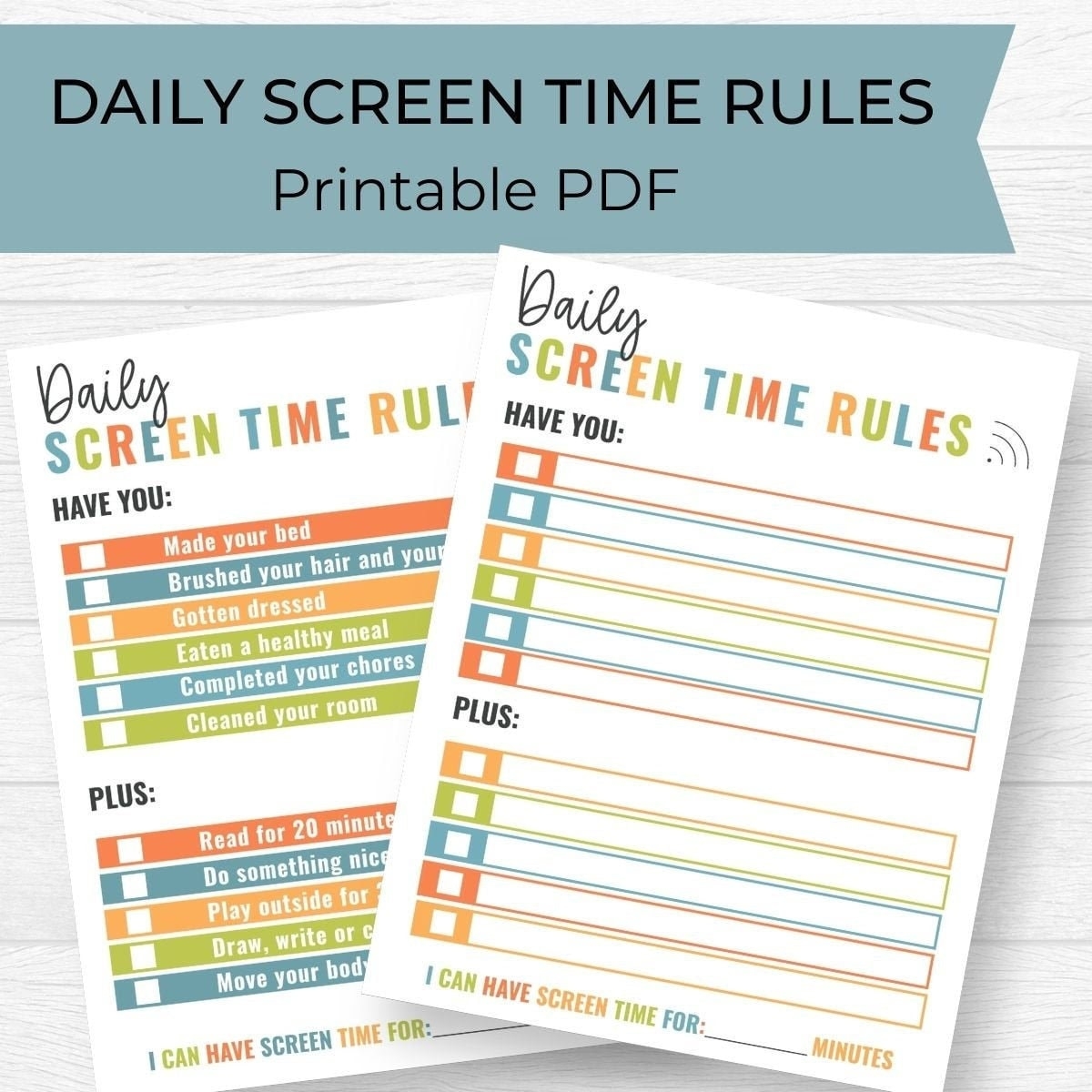 Printable Screen Time Chore Chart