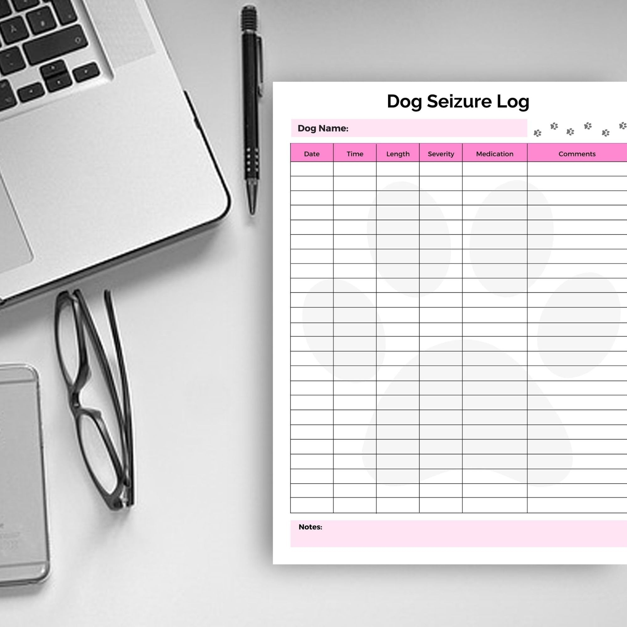 Seizure Activity Seizure Monitoring Dog Seizure Tracker Dog Seizure Log Pet Seizure Log Printable Seizure Tracker