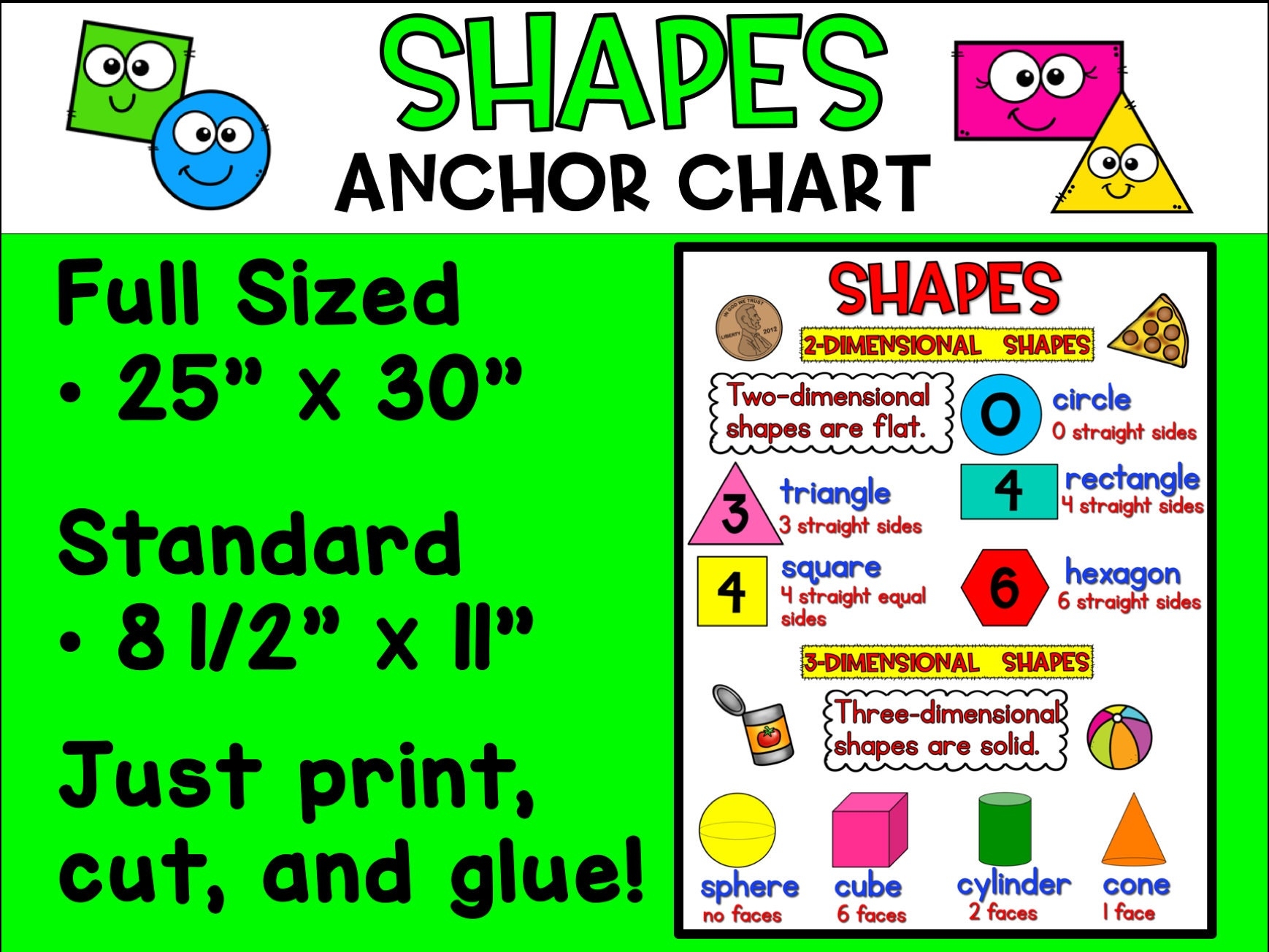 Shapes Anchor Chart Kindergarten Etsy
