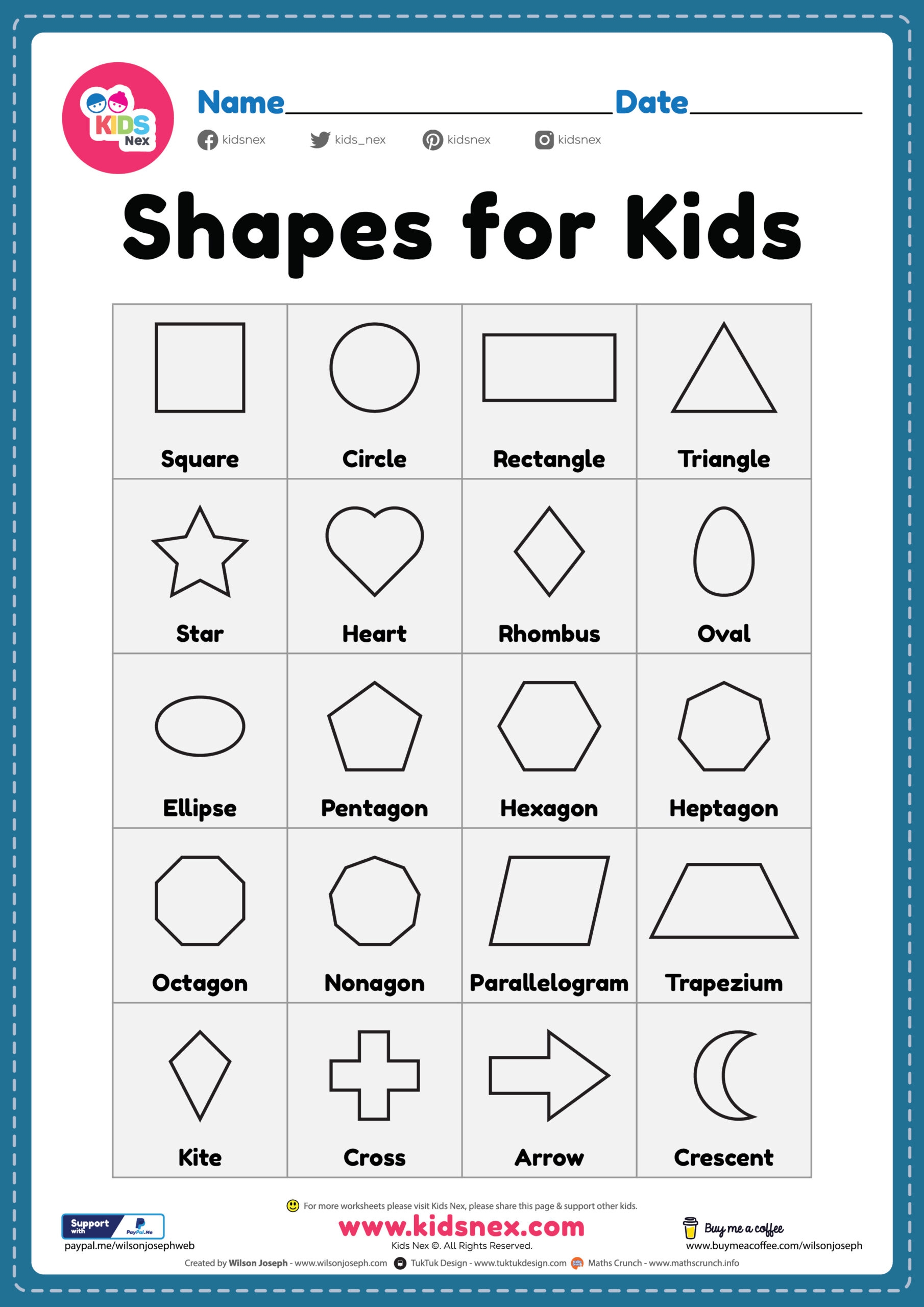 Shapes Printable Printable Party Favors