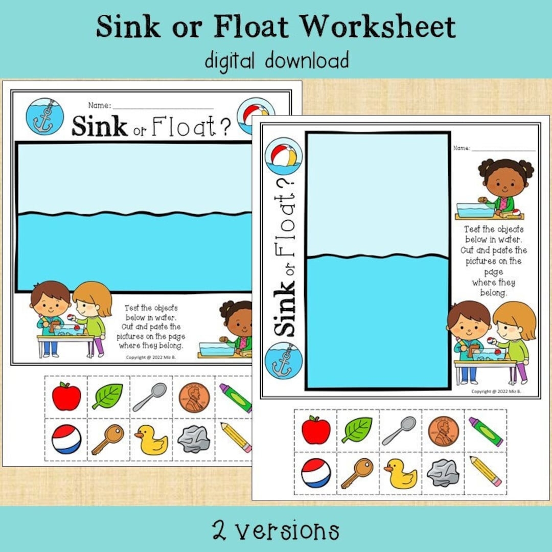 Sink Or Float Cut And Paste Worksheet Printable Etsy