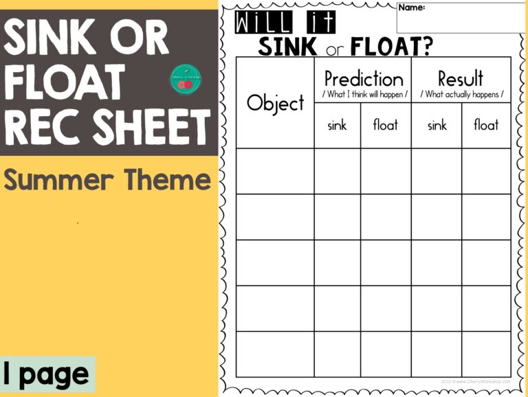 Sink Or Float Recording Sheet By Teach Simple