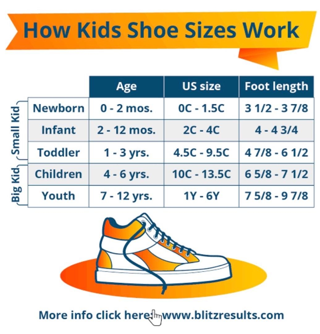 Size Guide Printable Infant Shoe Size Chart Printable Shoe Sizer Kids Foot Chart Printable Shoe Sizing