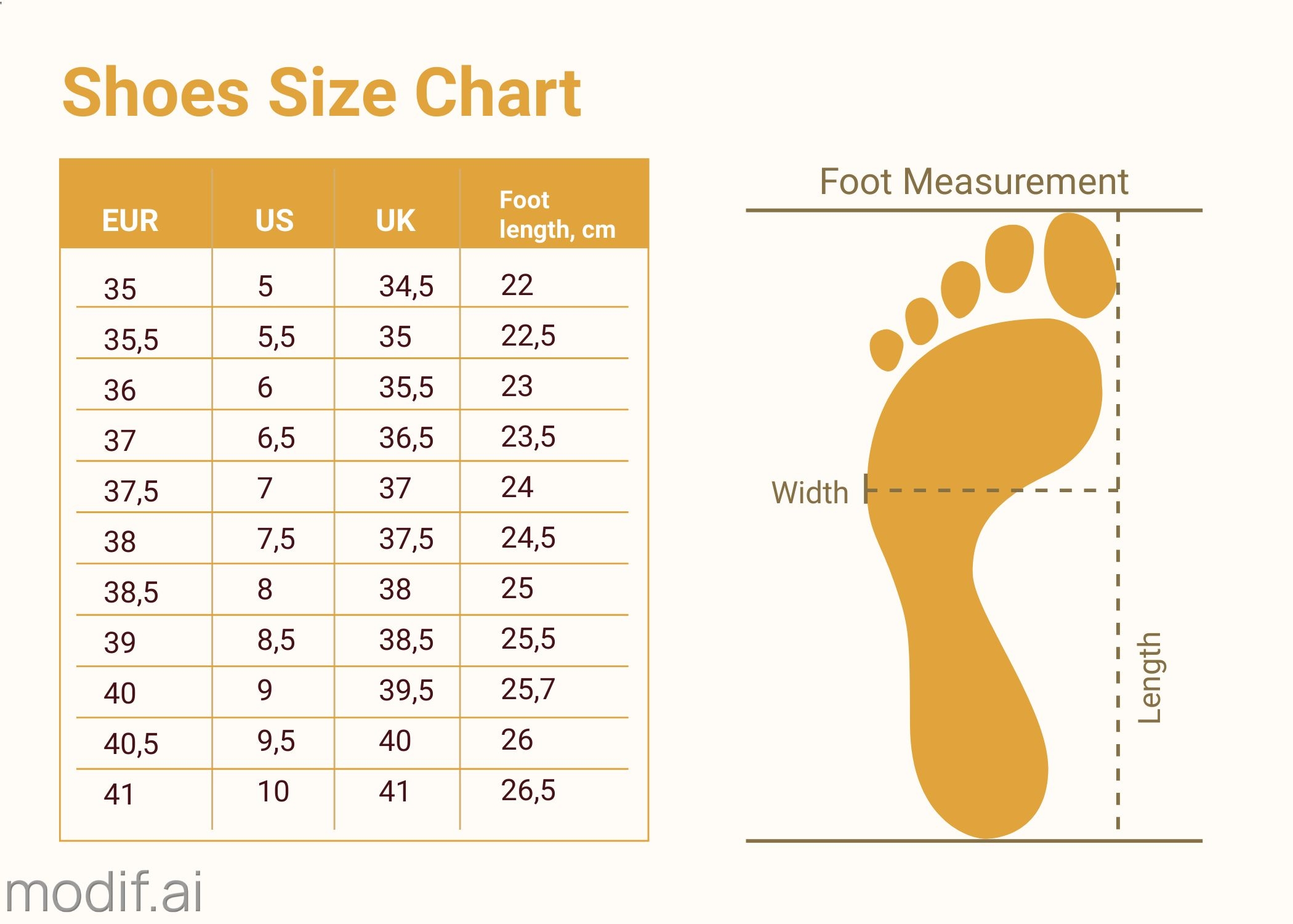 Shoe Measurement Chart Printable