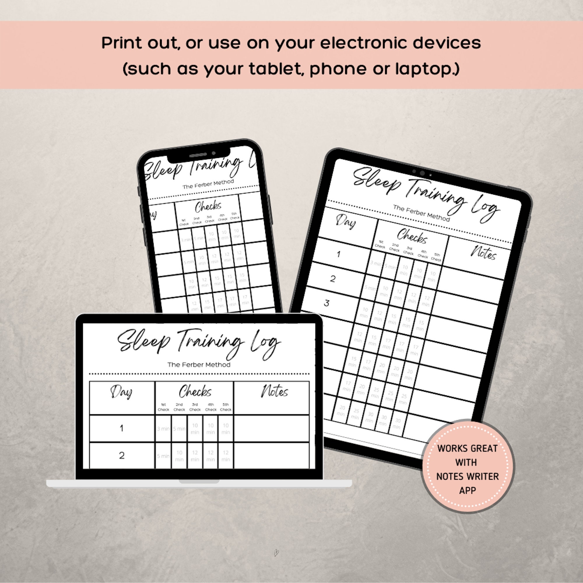 Sleep Training Ferber Method Log Baby Sleep Training Infant Sleep Printable Digital Download Baby Sleep Guide Sleep Log Etsy