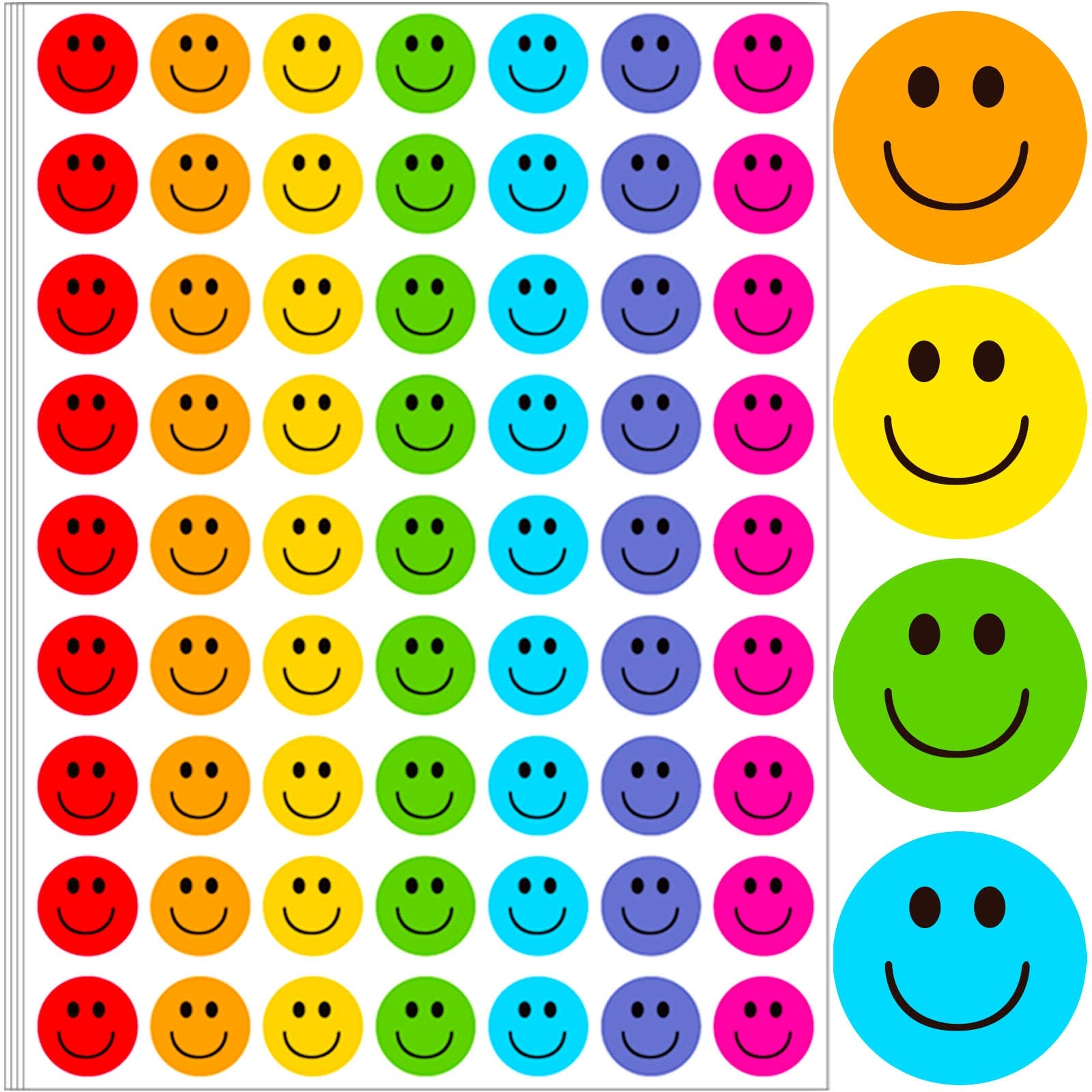 Smiley Face Stickers YEHOOM 1500 Pieces Happy Smile Face Decal Small Happy Face Decal Mini Motivational Stickers Colorful Incentive Behavior Chart Student Assorted Color 1 Inch Sticker Charts For Classroom