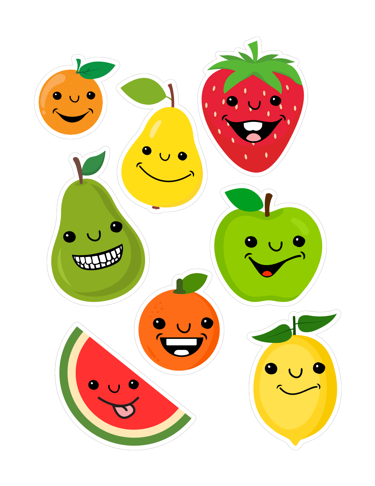 Smiling Fruit Sticker Sheet Cute Fruit Faces For D 1266801
