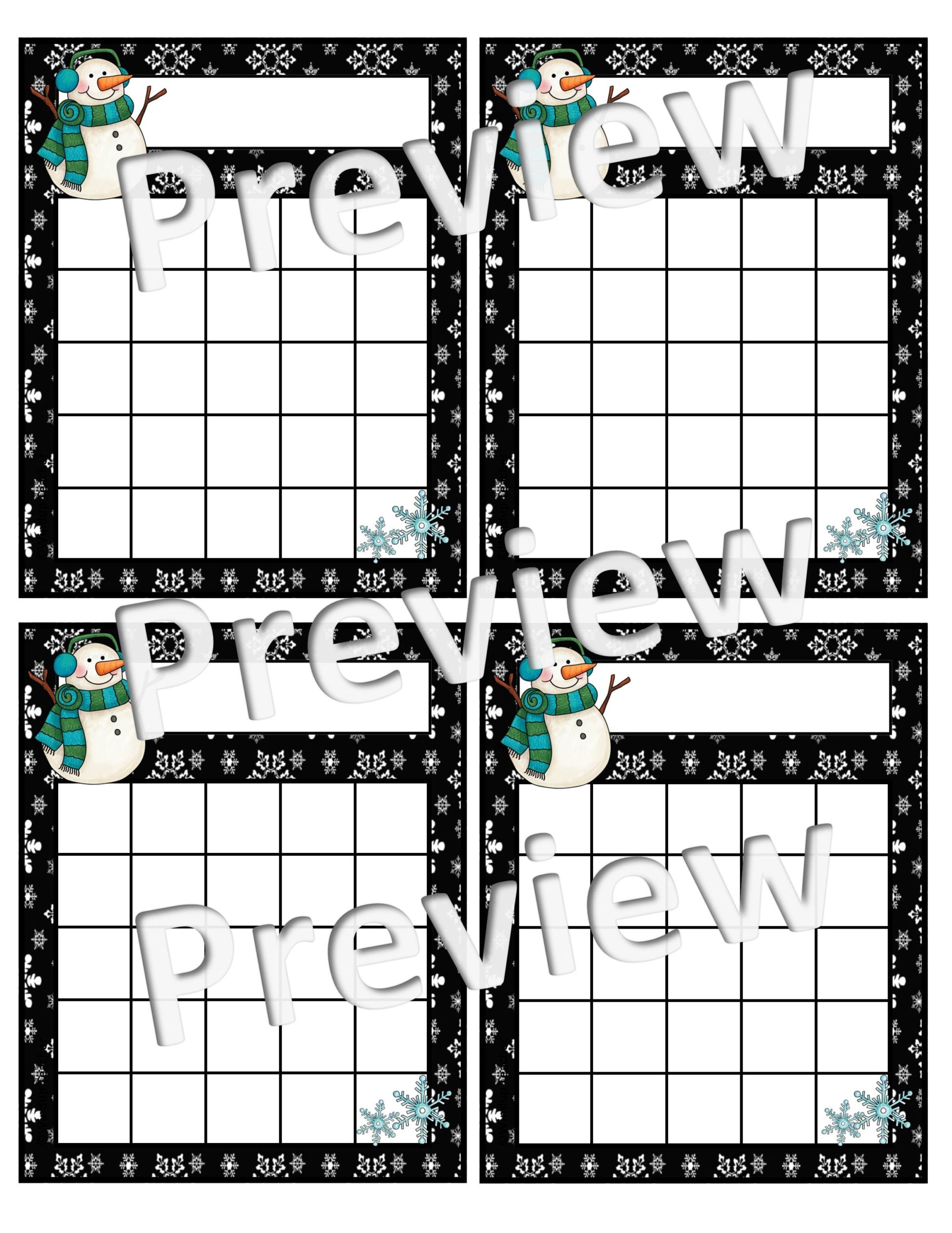Snowman Sticker Chart Printable