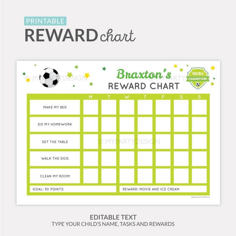 Soccer Reward Chart Printable For Boys My Party Design Soccer Reward Chart Printable For Boys My Party Design