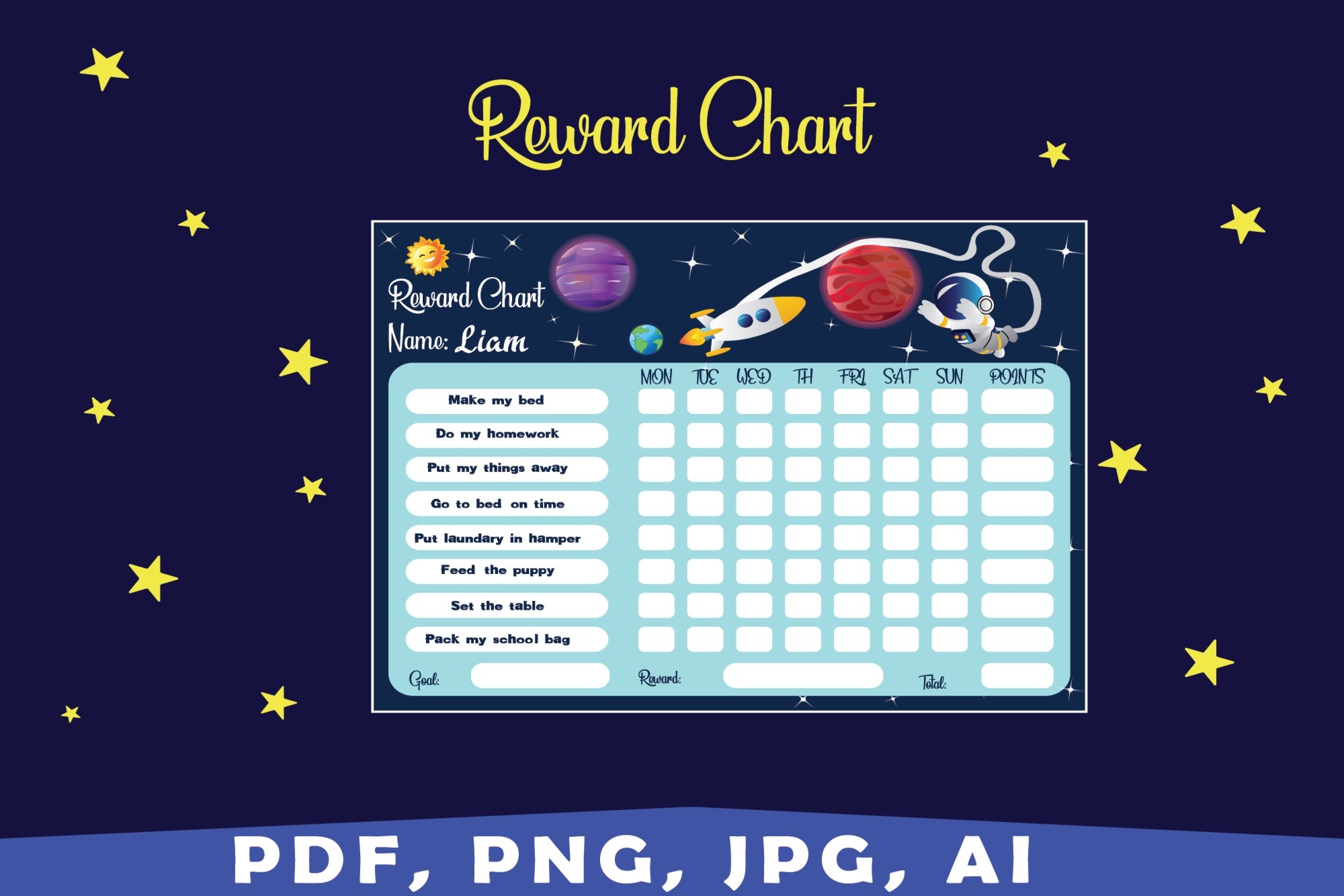 Space Reward Chart Free Printable