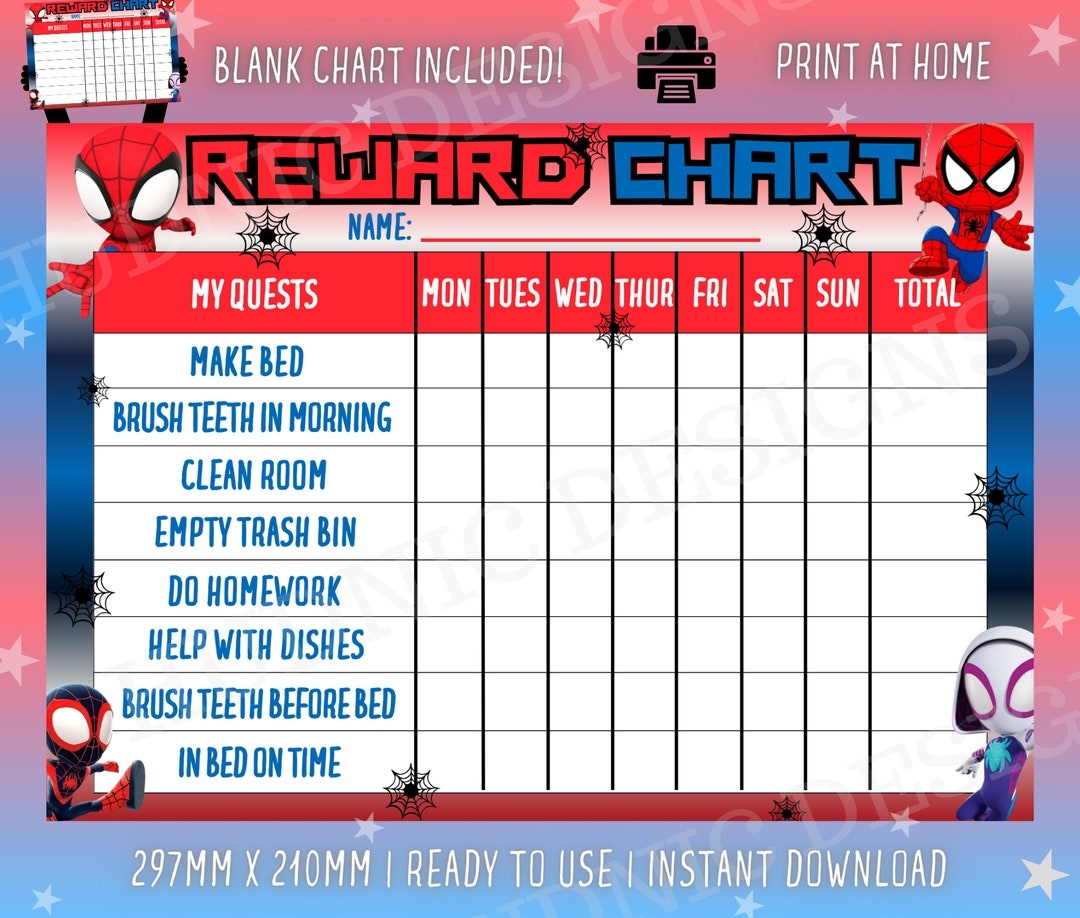 Spiderman Rewards Chart Kids Chore Chart digital Download Etsy Spiderman Rewards Chart Kids Chore Chart digital Download Etsy