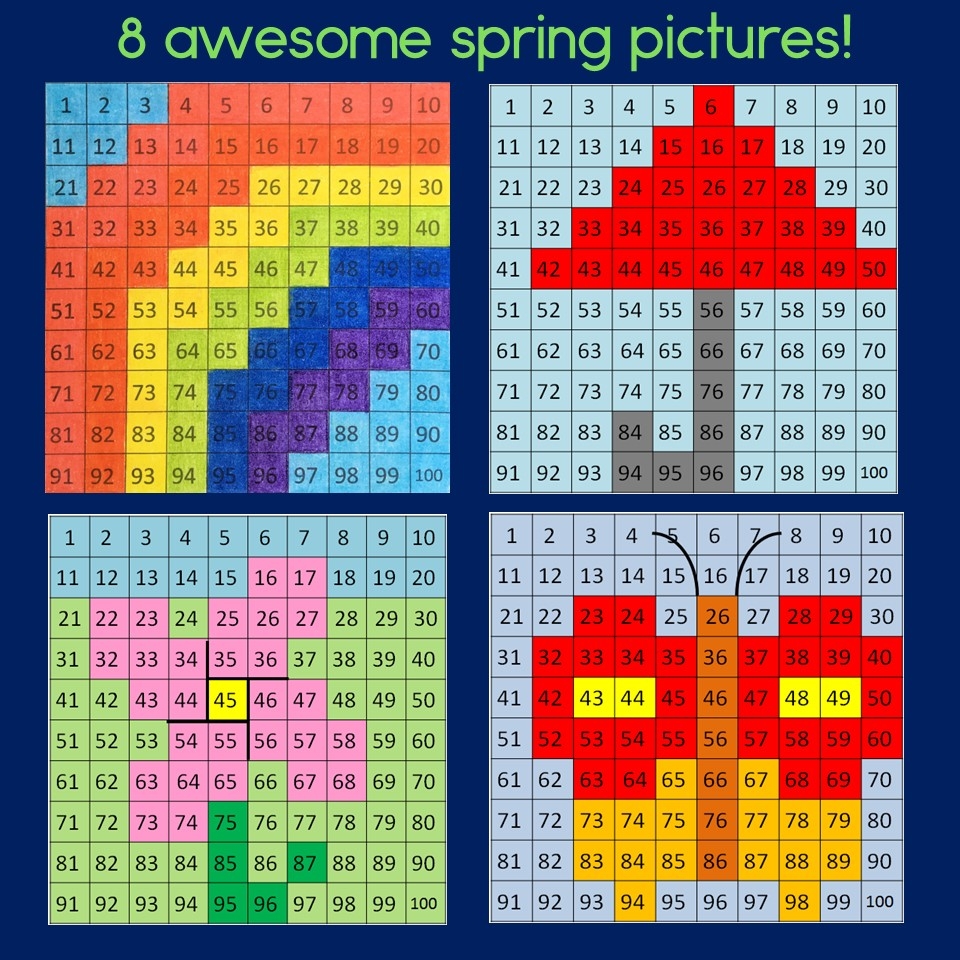 Spring 100s Chart Hundreds Charts 100 Chart Mystery Pictures Worksheets Made By Teachers