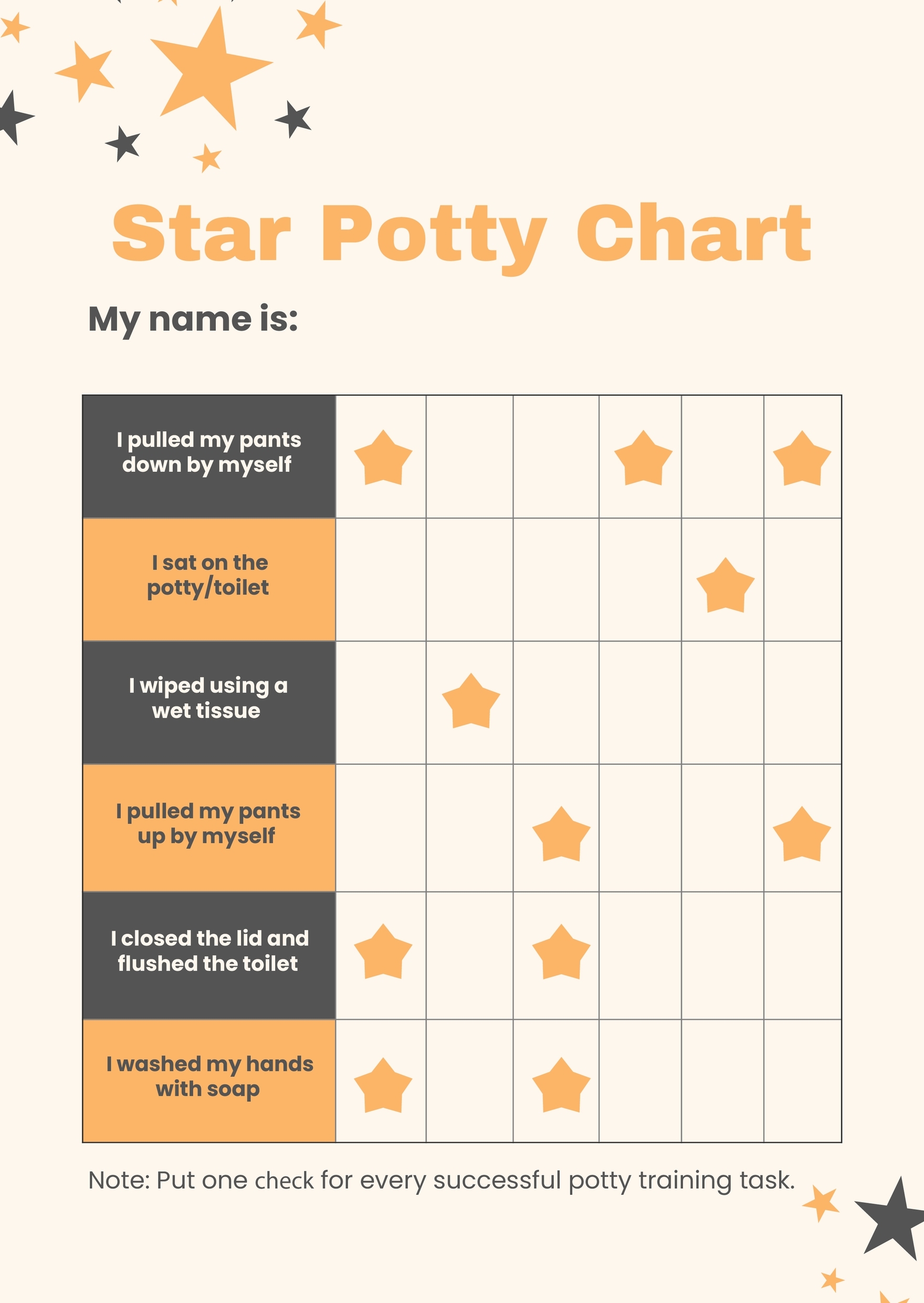 Star Potty Chart In Illustrator PDF Download Template