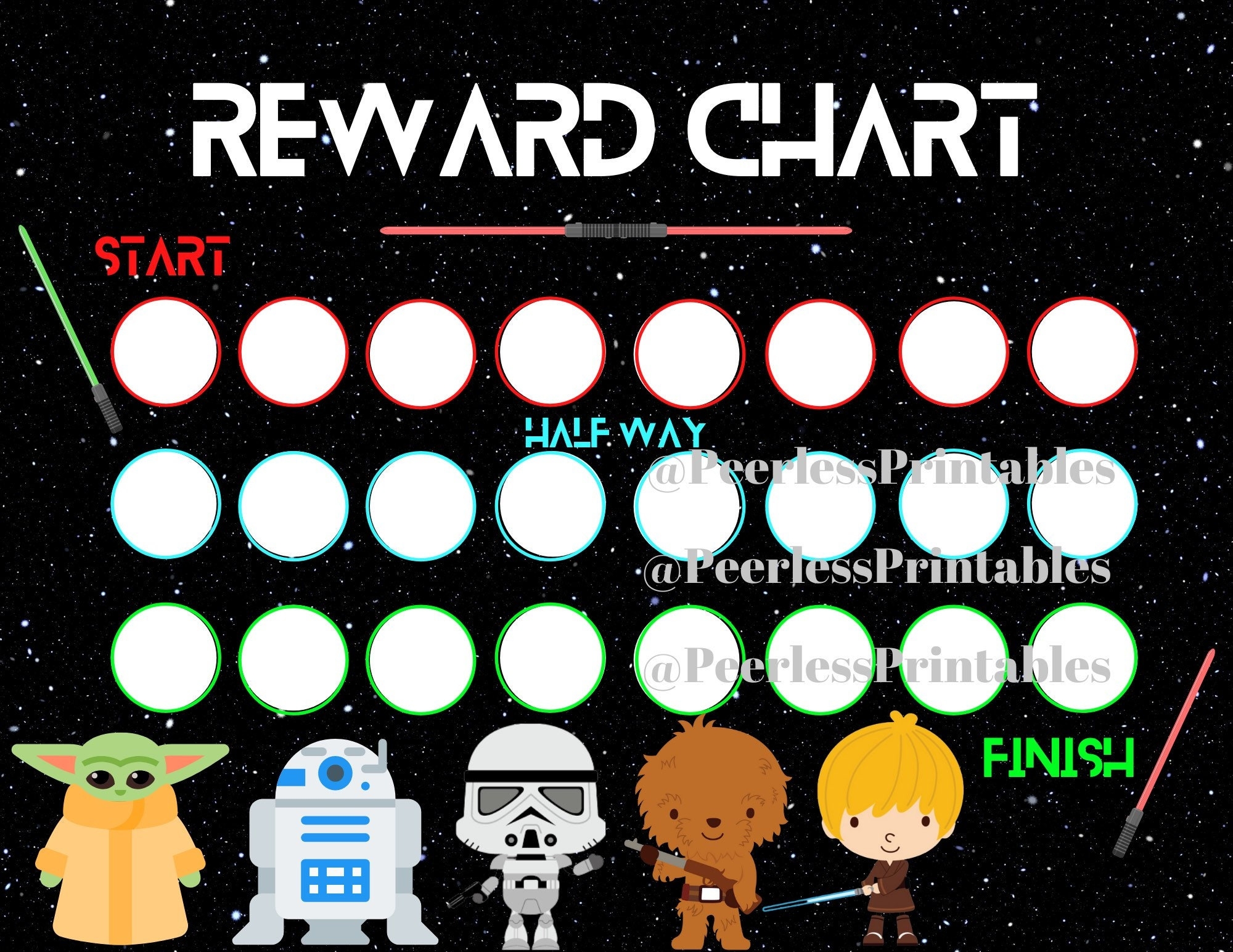 STAR WARS Reward Chart Sticker Chart Chore Chart Kids Chart Etsy