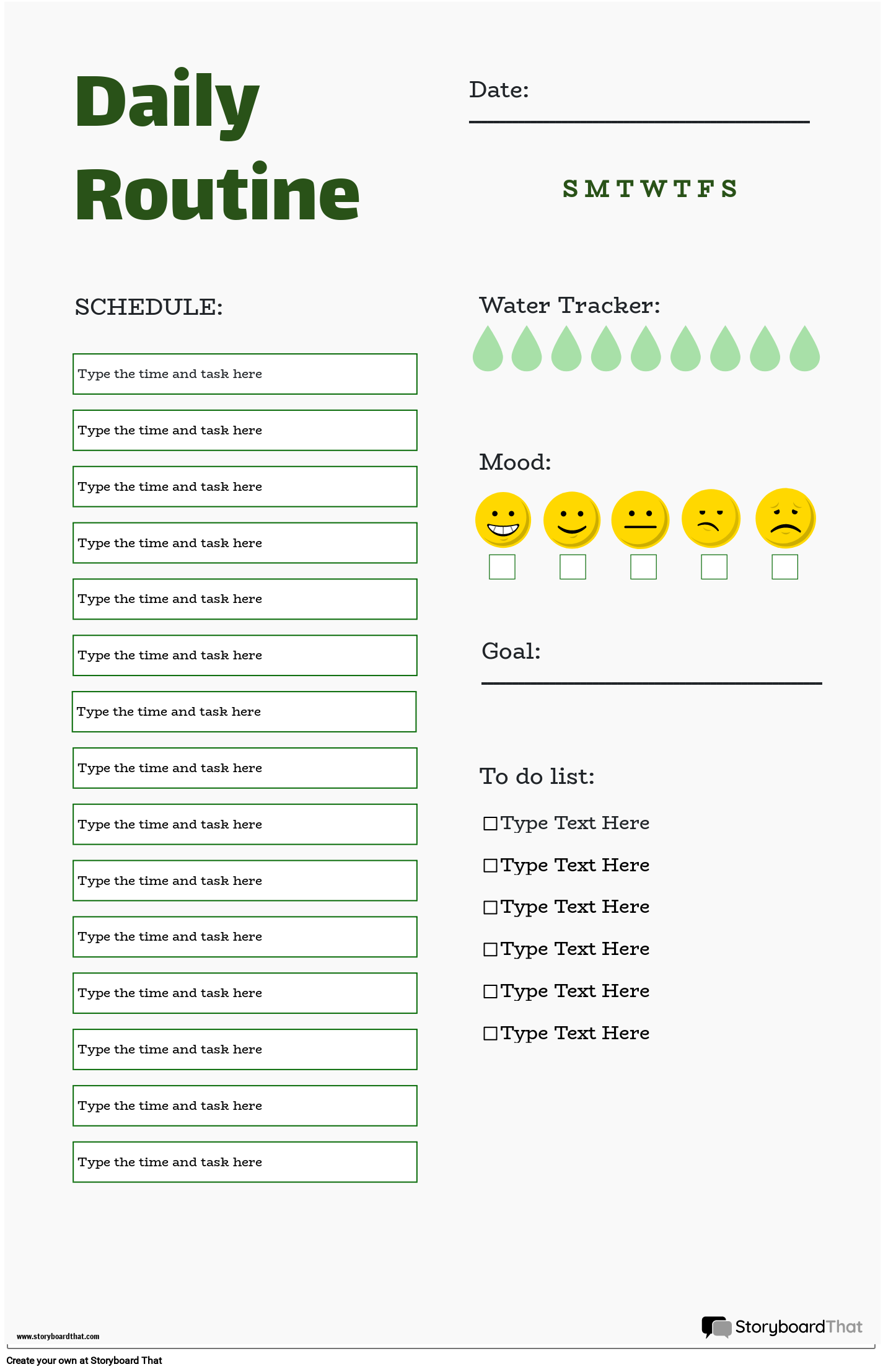 Printable Blank Routine Charts