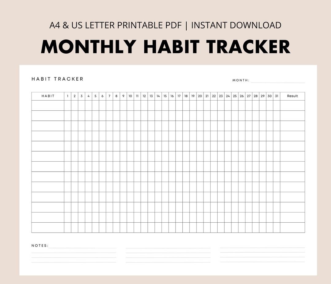 Habit Chart Printable A5