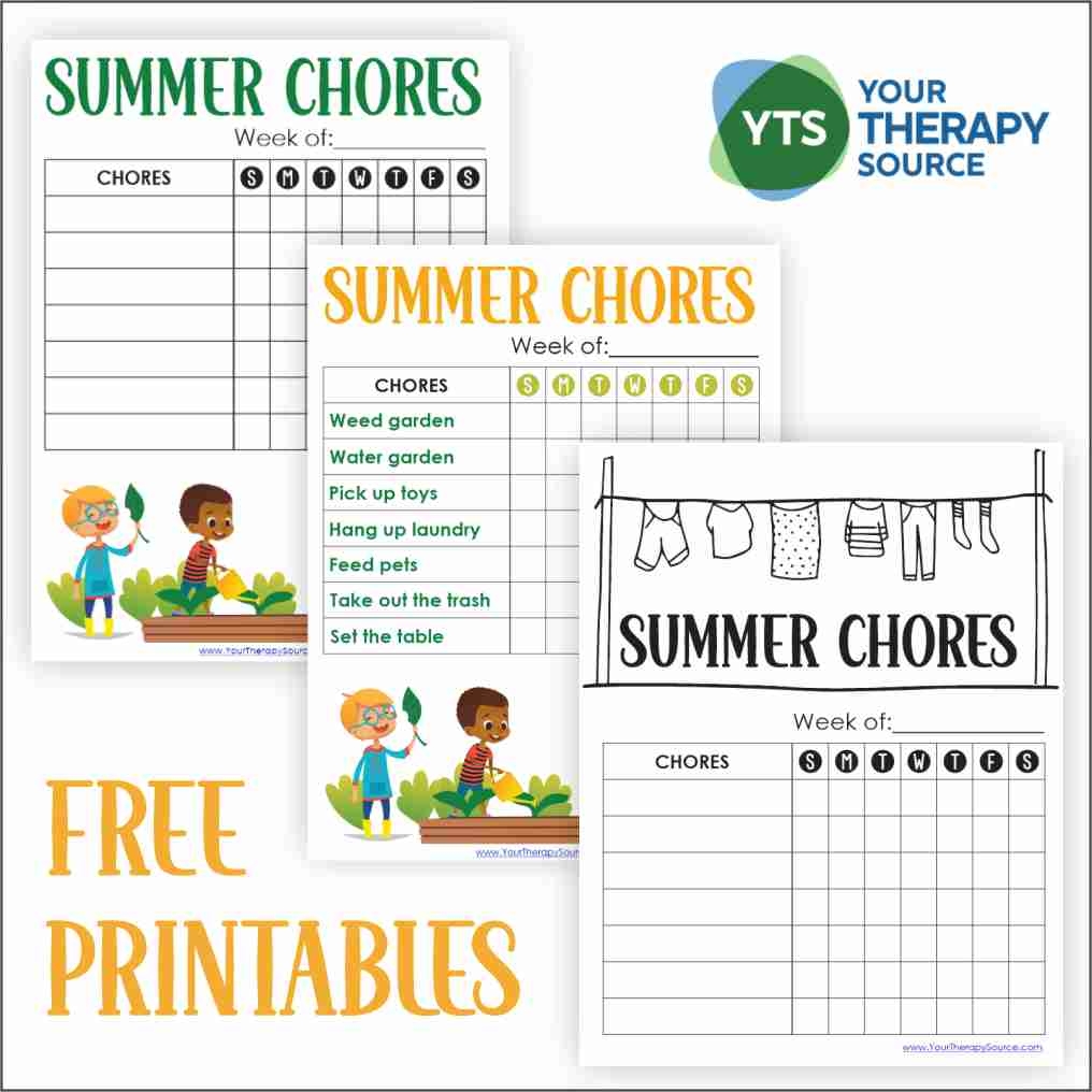 Summer Chore Chart Free Printable Your Therapy Source