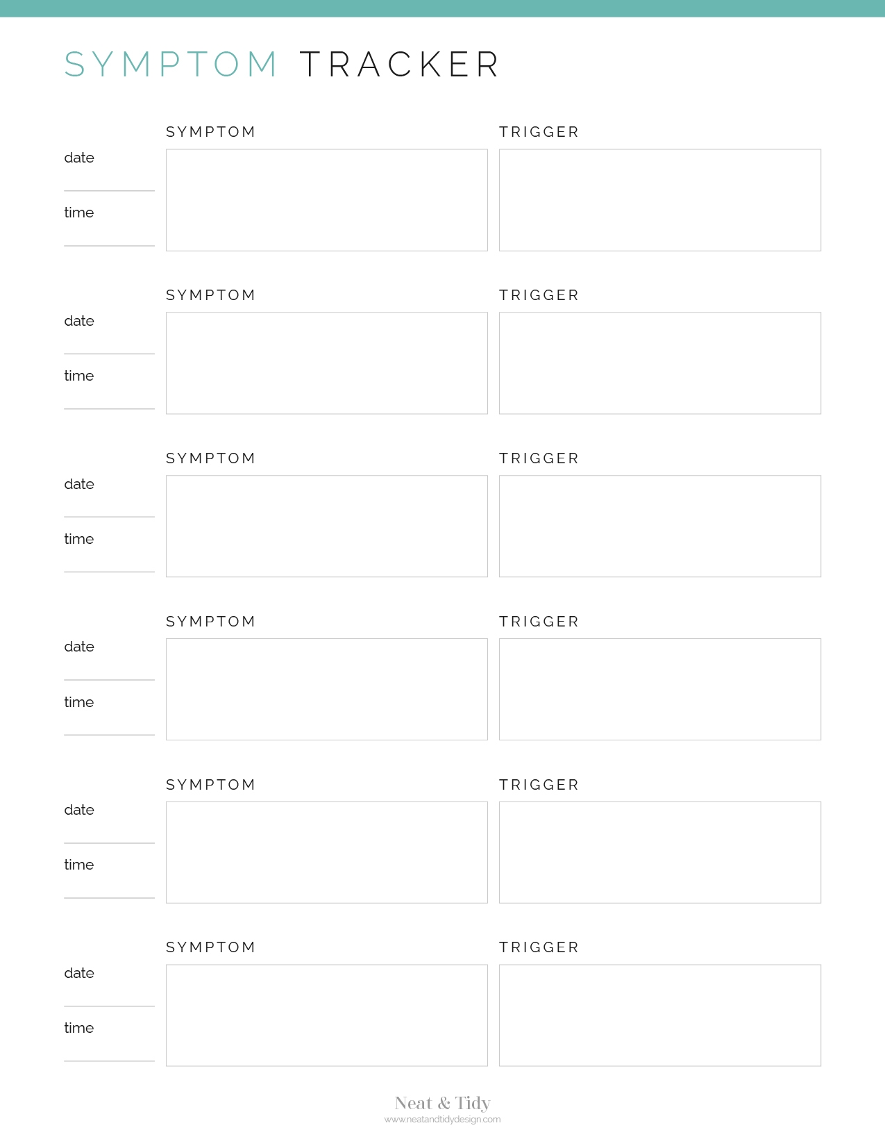 Symptom Tracker 2 Layouts Neat And Tidy Design