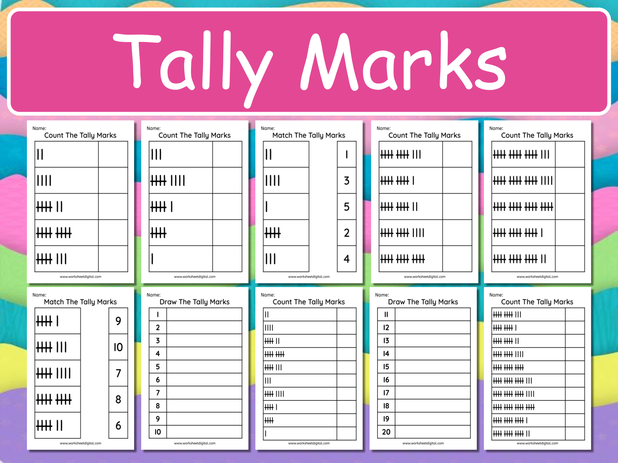 Tally Marks Number 1 20 Printable Worksheets Made By Teachers
