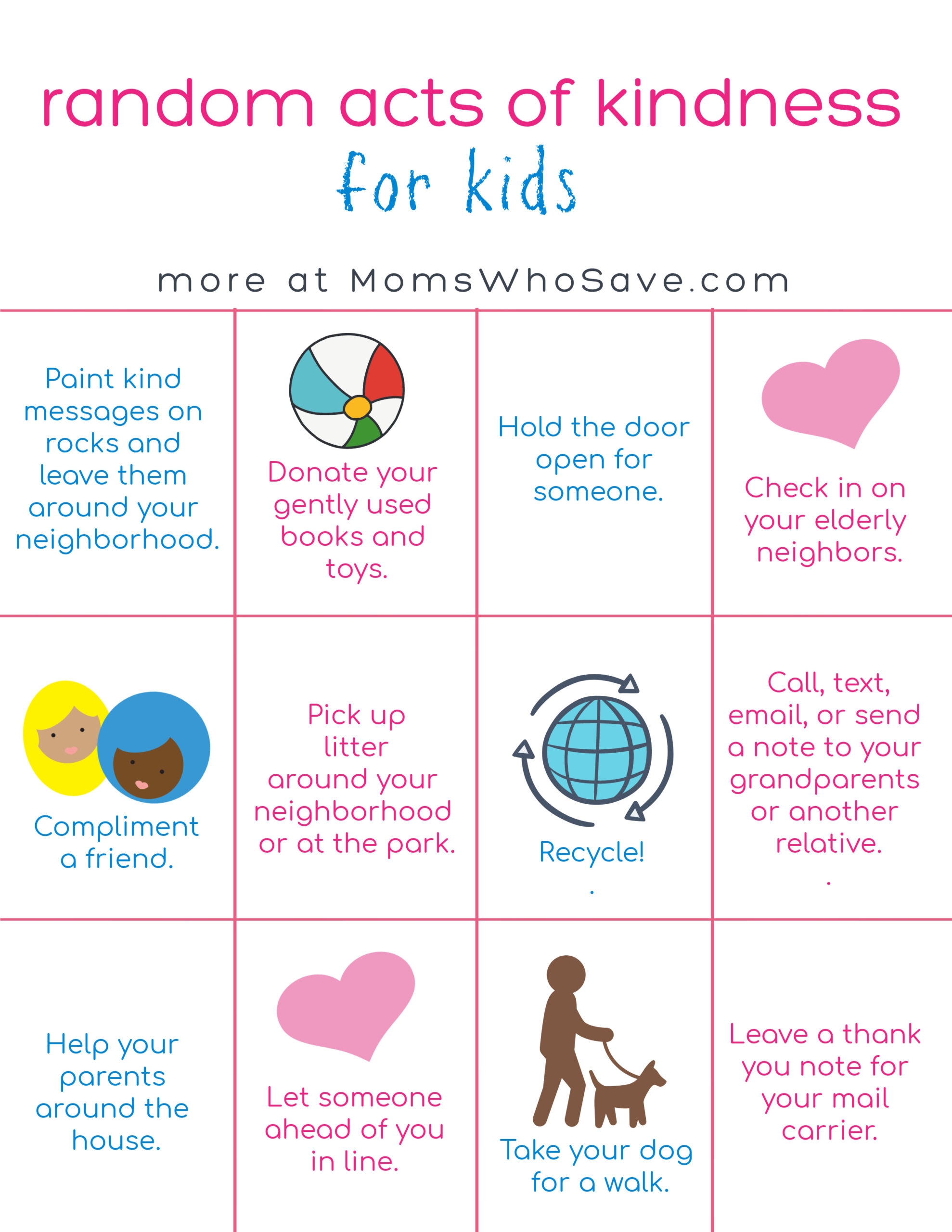Teach Kids To Practice Kindness 30 Ideas A Free Printable MomsWhoSave