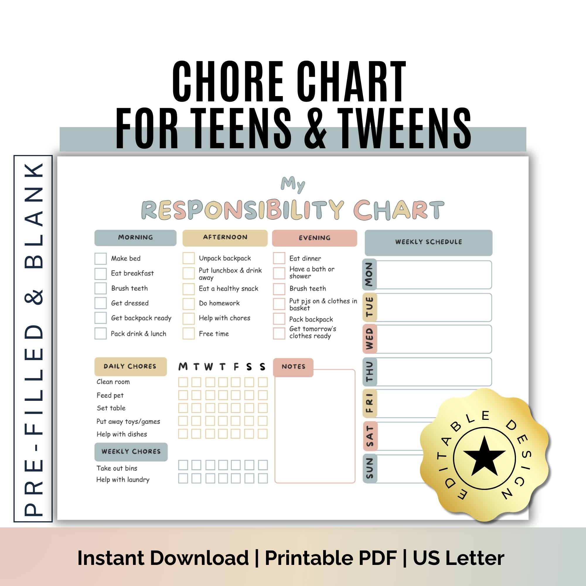 Free Printable Chore Charts For Teenagers Free Printable Chore Charts For Teenagers