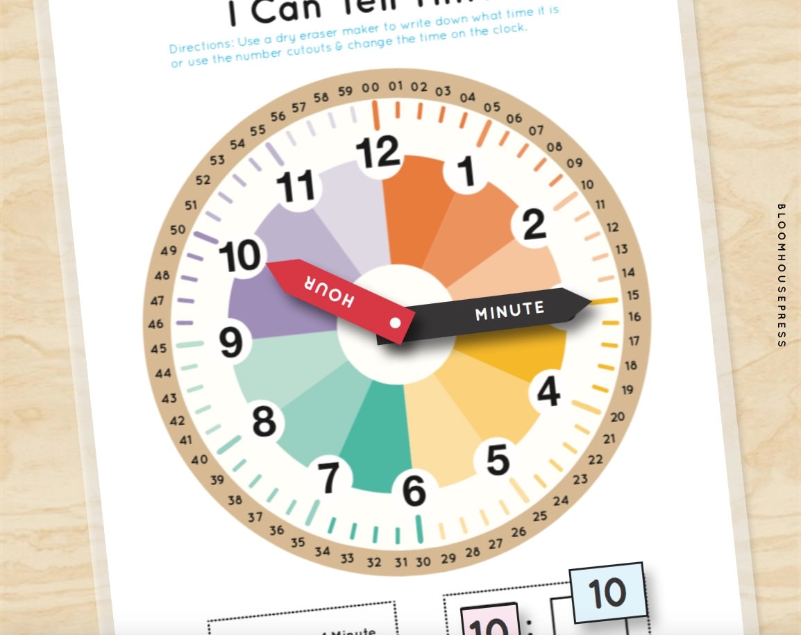 Telling Time Clock Worksheet Homeschool Printable PDF Etsy