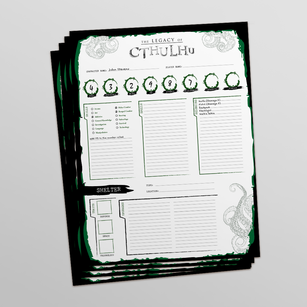 Cthulhu Chart Printable Half Fifth Values