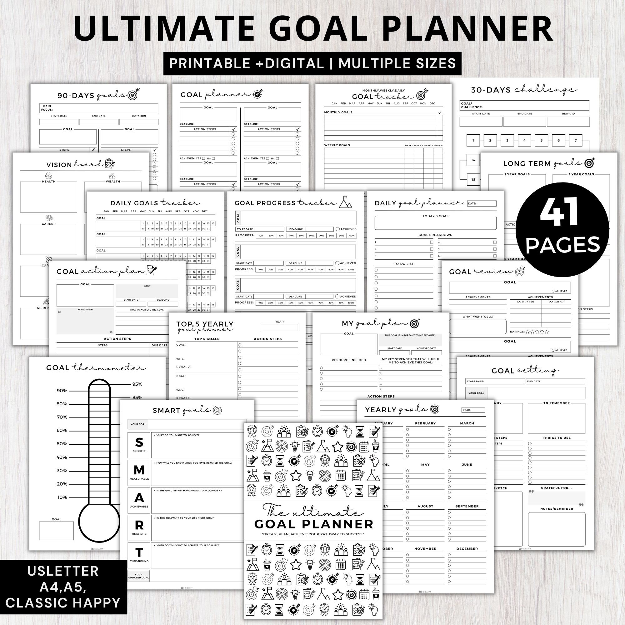 Thermometer Goal Printable Etsy Thermometer Goal Printable Etsy