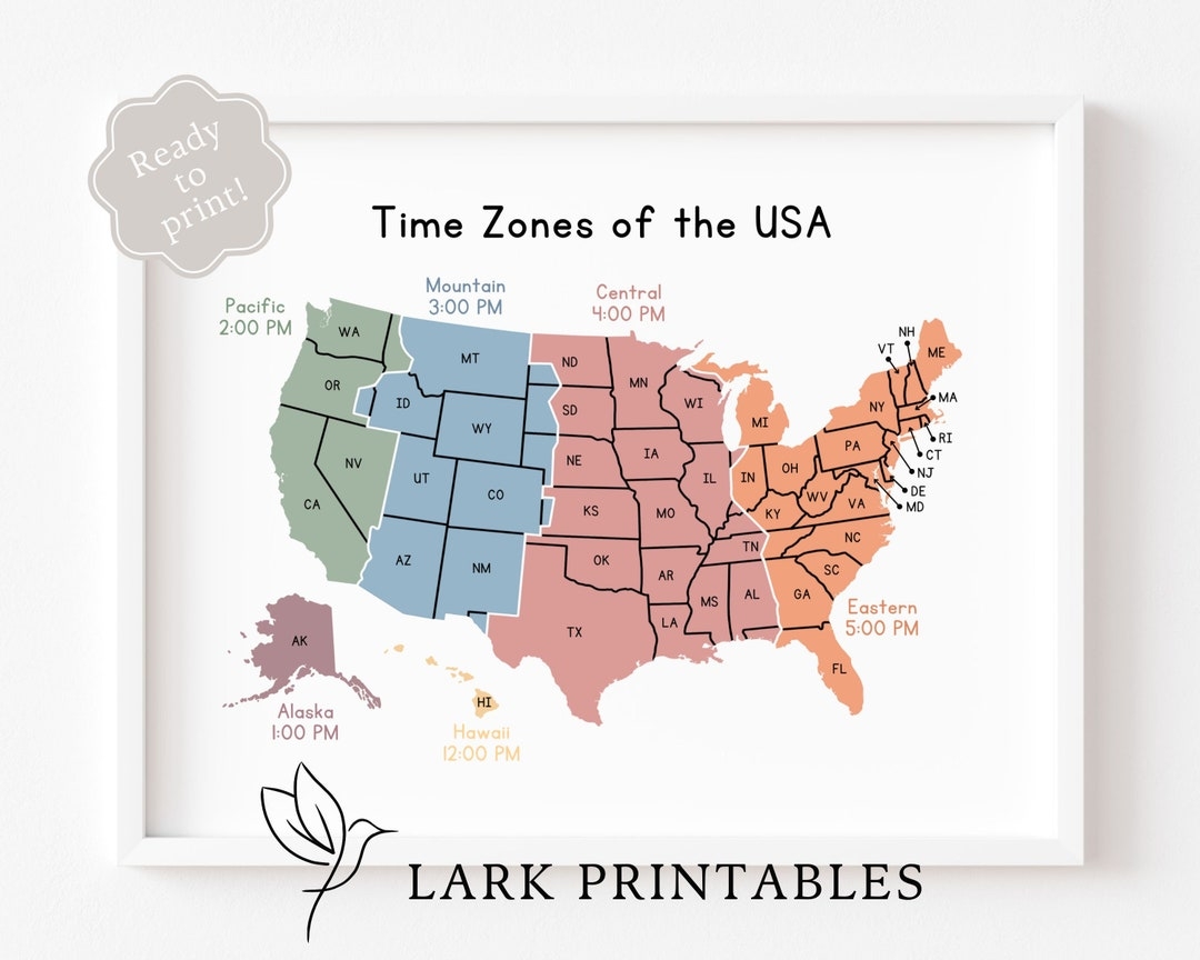 Time Zones Of The USA Map Educational Poster Printable Geography Classroom Wall Decor Montessori Homeschool Resource Time Zone United States Etsy Time Zones Of The USA Map Educational Poster Printable Geography Classroom Wall Decor Montessori Homeschool Resource Time Zone United States Etsy