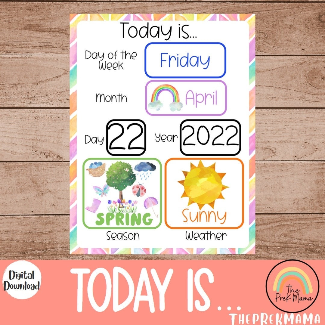 Today Is Calendar Circle Time Preschool Curriculum Preschool Printable Calendar Preschool Printable Homeschool Montessori Curriculum Etsy