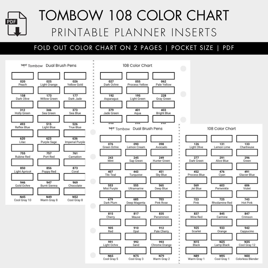 Printable Tombow Color Chart Printable Tombow Color Chart