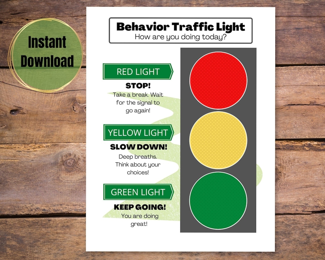 Traffic Light Behavior Chart Printable Behavior Chart For Kids Etsy