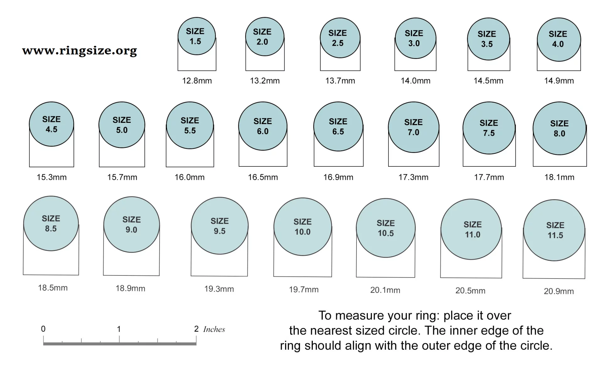 Printable Ring Size Chart Uk