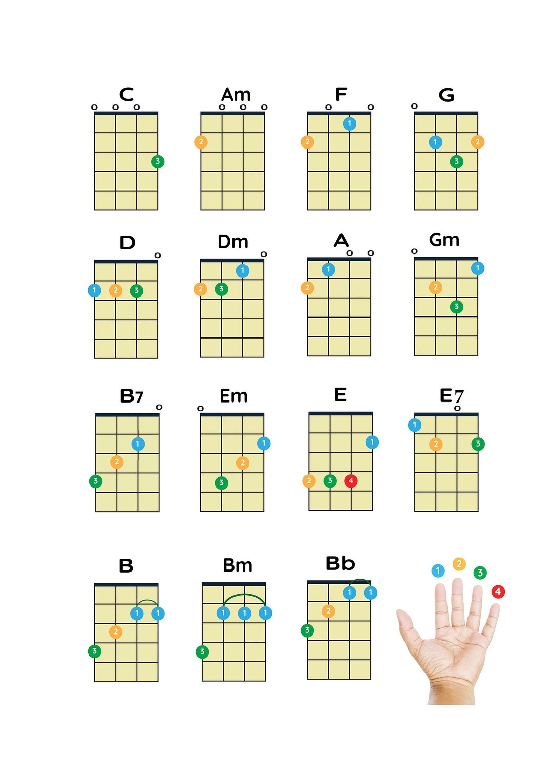 Ukulele Chords Chart For Beginners Easy Reference digital Download Etsy