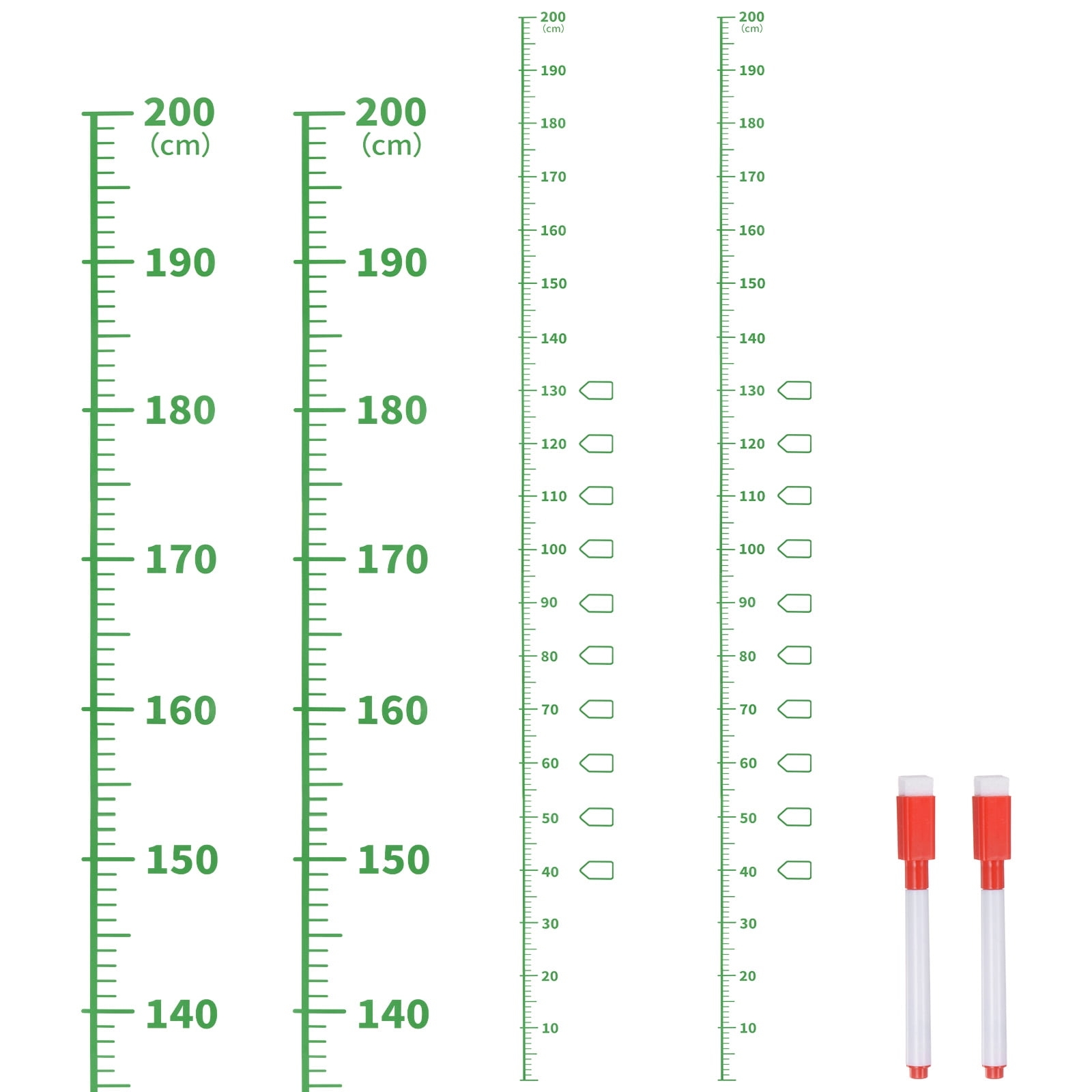 Uxcell 2pcs Growth Chart 200cm Metric Height Chart Ruler Wall Decor With Marker Pen Green Walmart