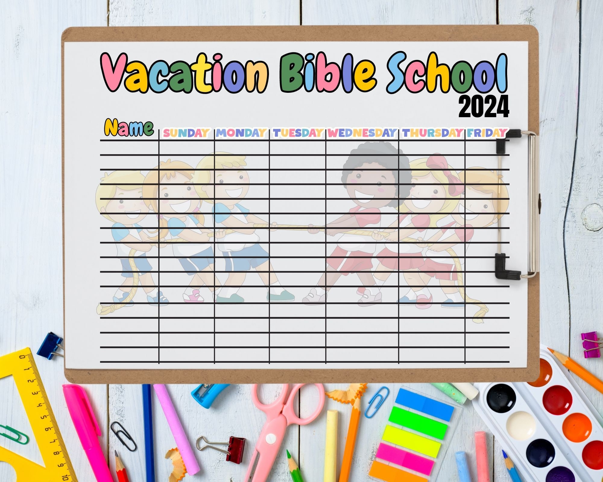 Vacation Bible School Attendance Sheet For VBS Student Tracker 