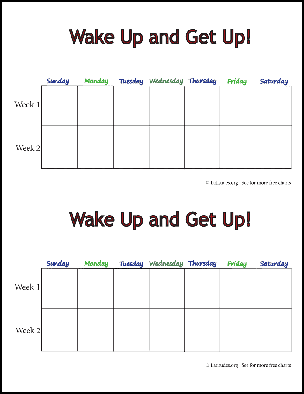 Wake Up And Get Up Weekly Behavior Chart ACN Latitudes