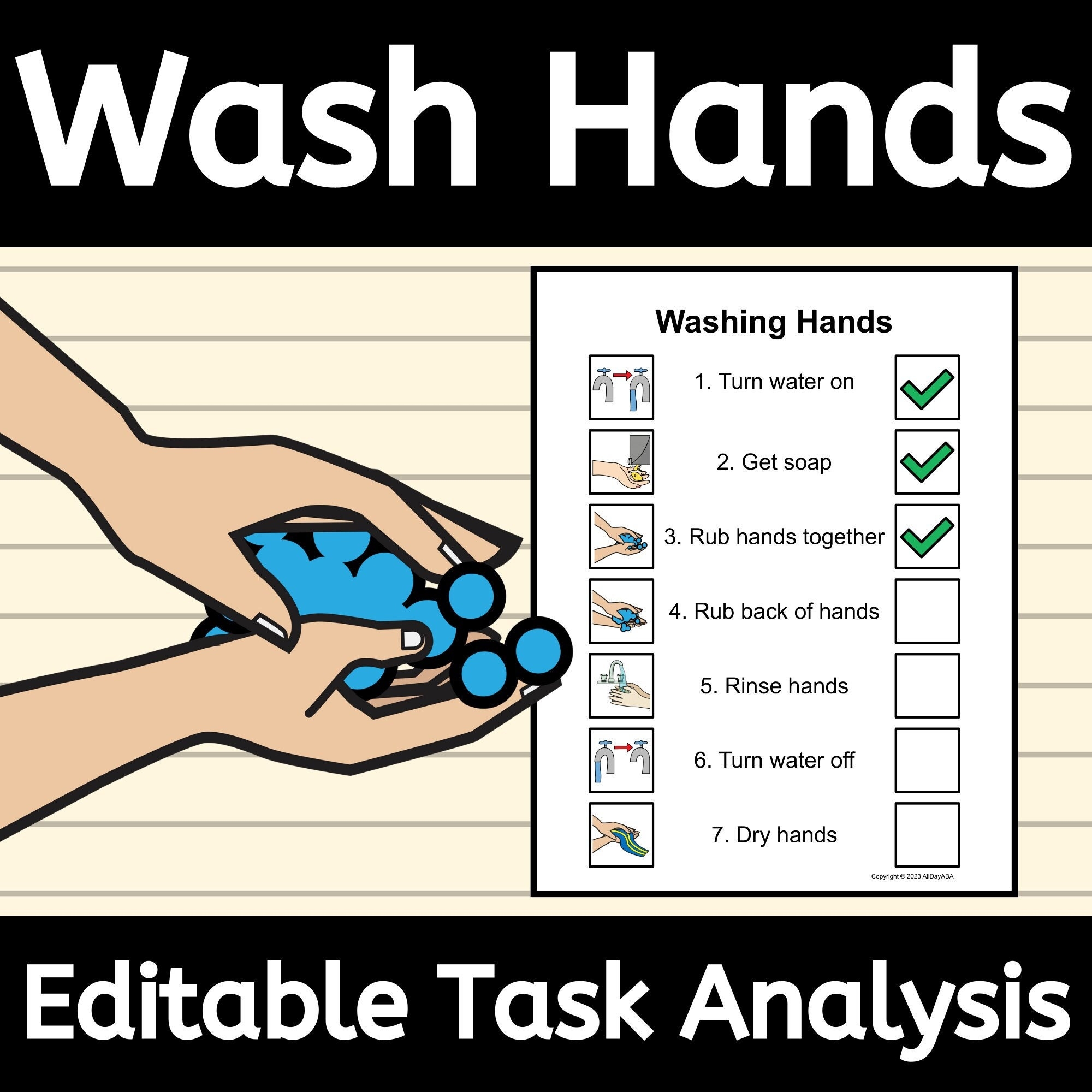 Washing Hands EDITABLE Task Analysis Poster With Steps And Data Sheet For Autism Etsy Washing Hands EDITABLE Task Analysis Poster With Steps And Data Sheet For Autism Etsy