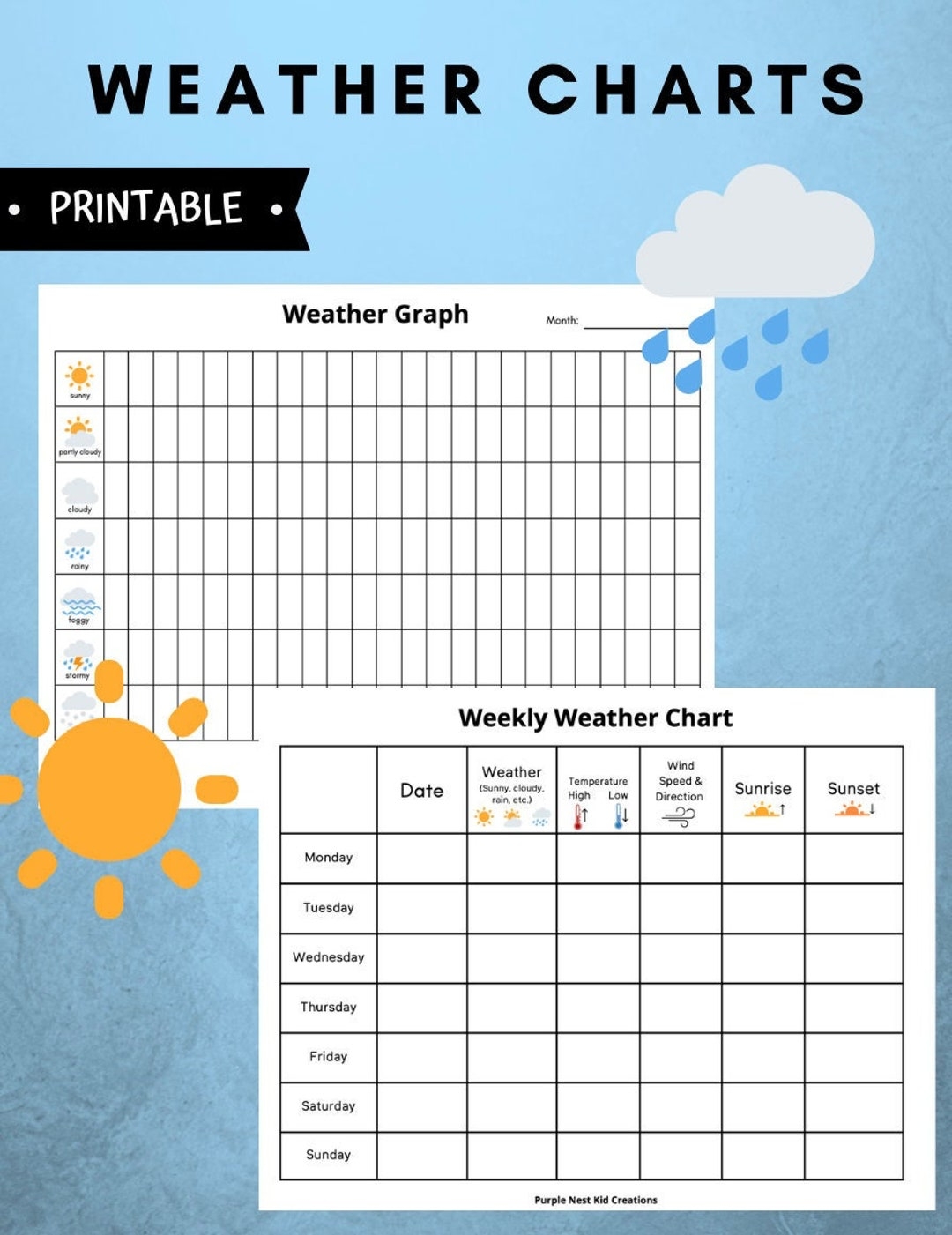 Kindergarten Weather Chart Printable Kindergarten Weather Chart Printable