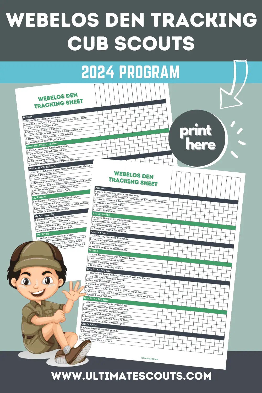 Webelos Den Tracking Worksheet 2025 Ultimate Scouts
