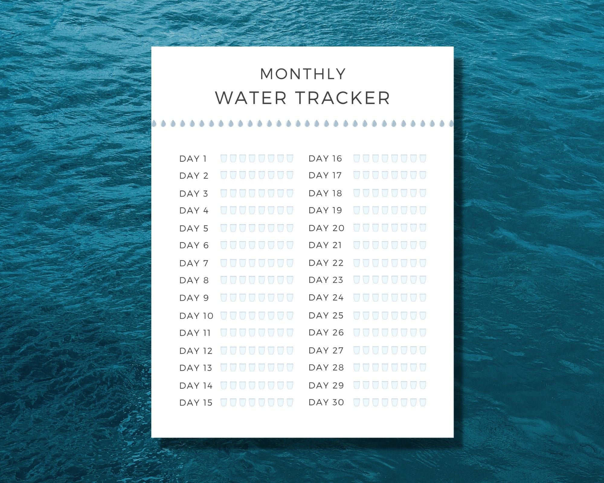 Weekly And Monthly Water Intake Tracker Printable PDF Hydration Chart Downloadable Water Journal Digital Monthly H2O Diary Water Log Etsy