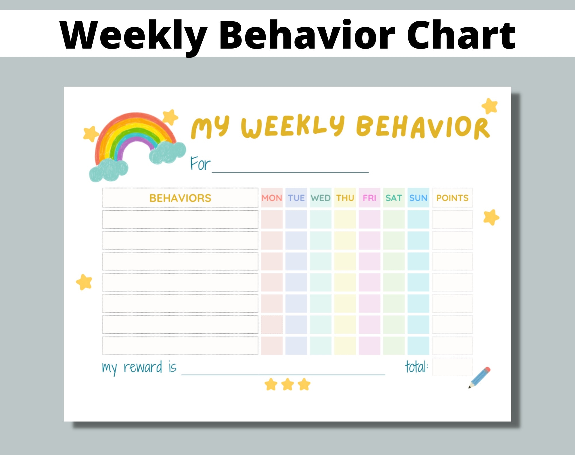 Weekly Behavior Chart Printable For Kids Students Classroom Preschool Kindergarten Home Editable Points Reward Chart Sticker Chart Etsy Weekly Behavior Chart Printable For Kids Students Classroom Preschool Kindergarten Home Editable Points Reward Chart Sticker Chart Etsy