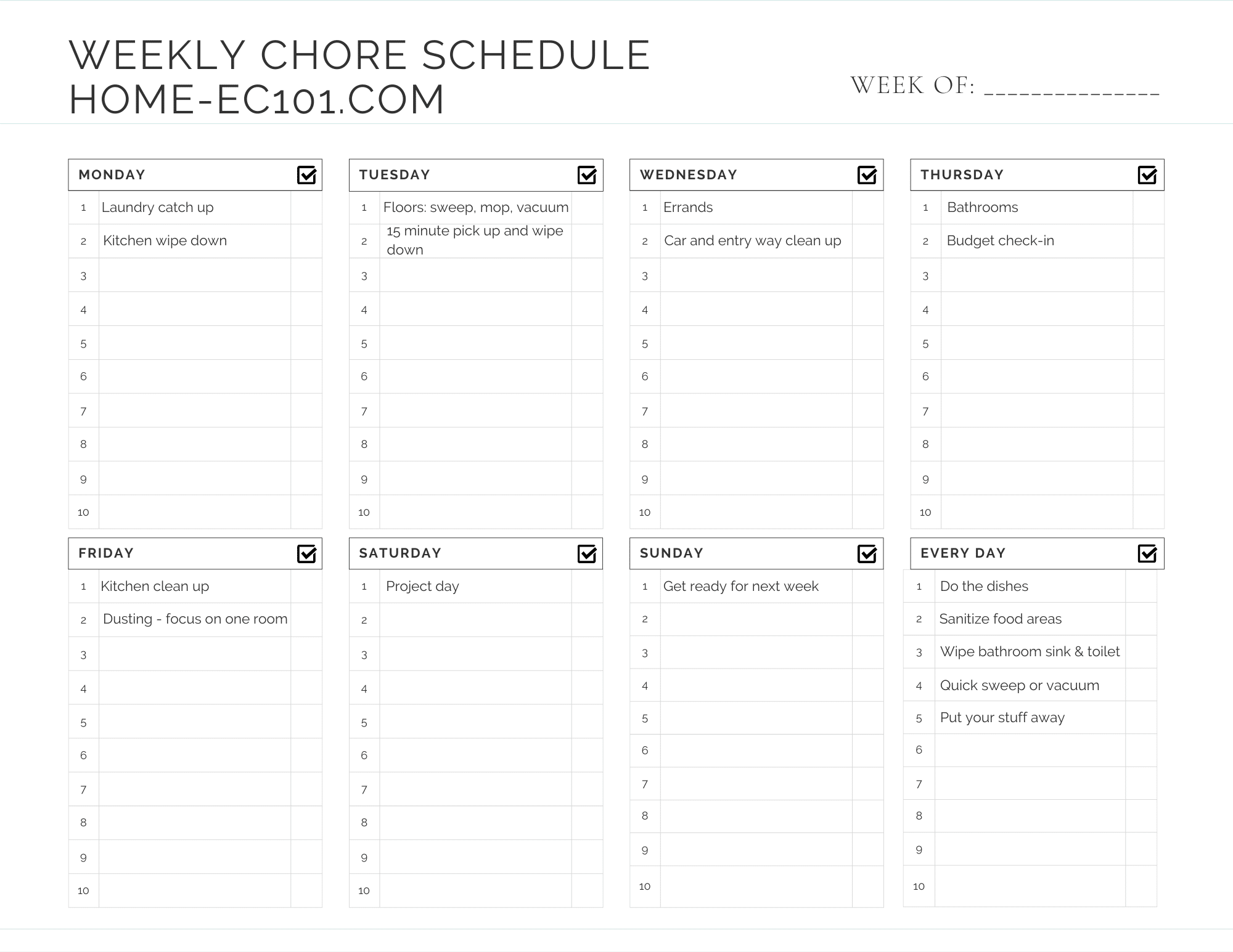 Apartment Printable Roommate Chore Chart