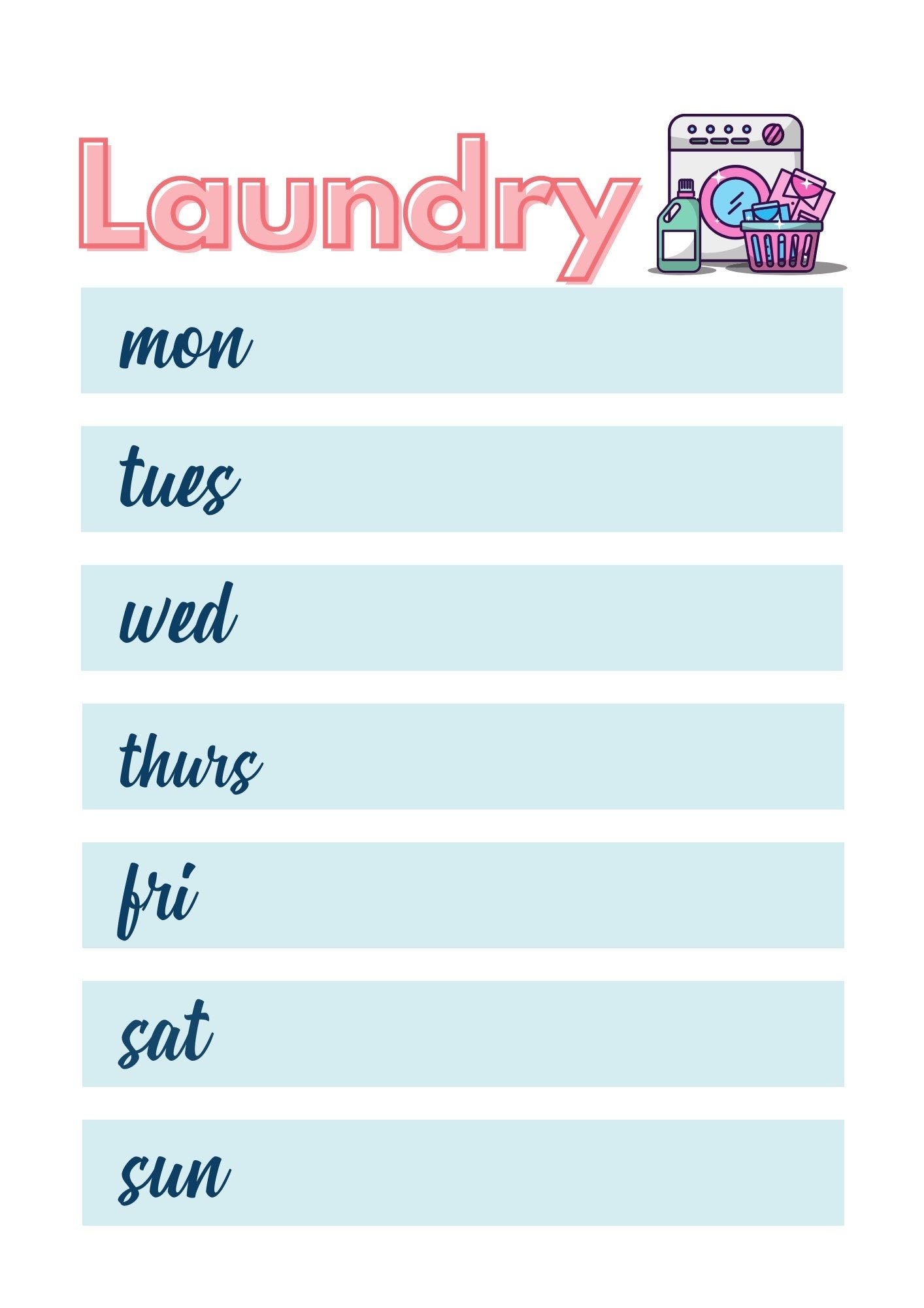 Weekly Laundry Schedule Weekly Laundry Routine Laundry Schedule Printable Laundry Schedule Sign Instant Download Printable Etsy