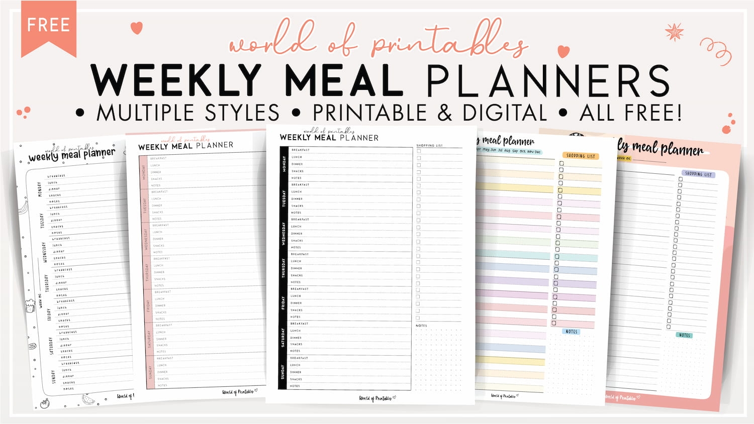 Weekly Meal Planner Templates World Of Printables