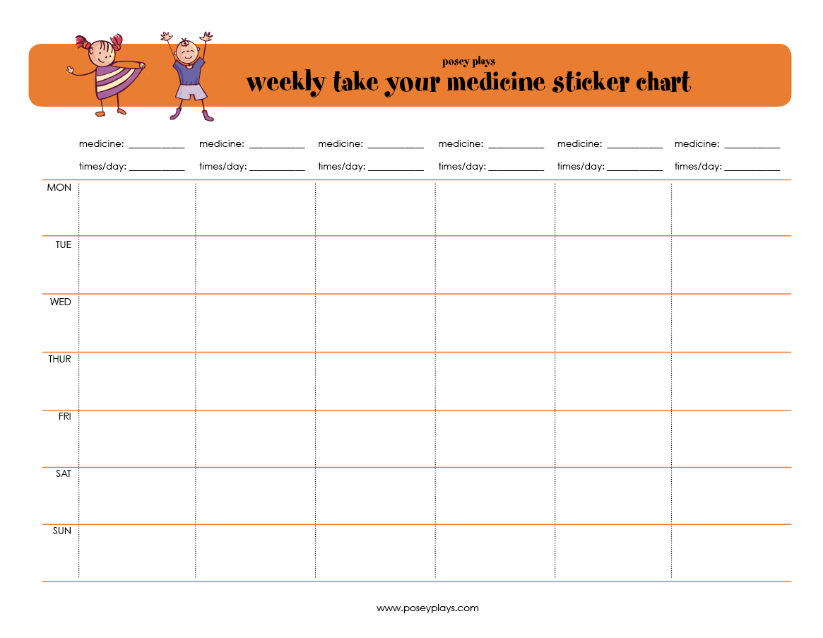 Weekly Take Your Medicine Sticker Chart Poseyplays