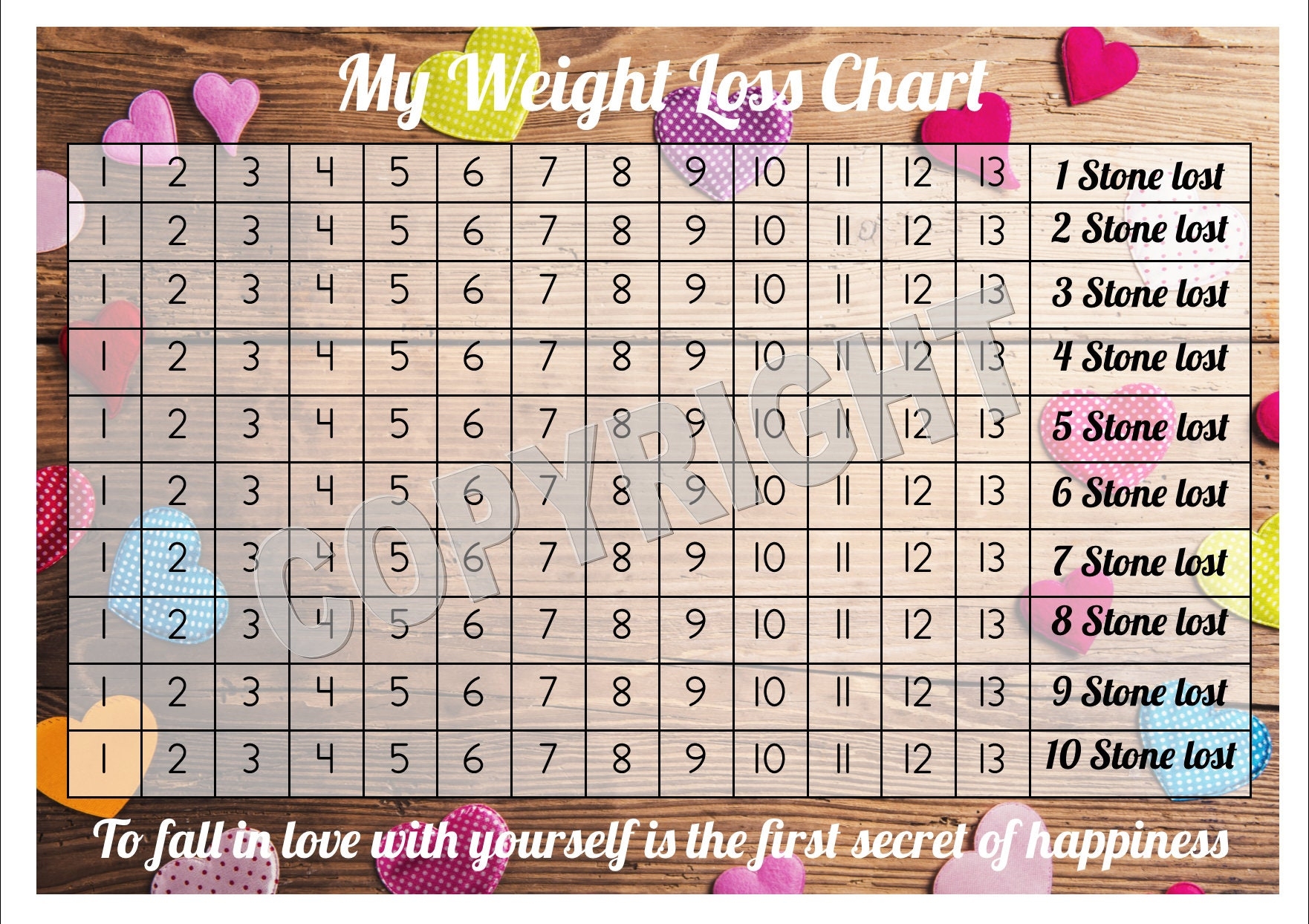 Weight Loss Chart Tracker 10 Stone Comes With Star Stickers Weight Loss Motivation A4 Laminated 300gsm Card Etsy